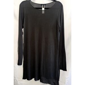 Eileen Fisher Women's Size Medium Charcoal Long Sleeve Split Side Tunic Blouse